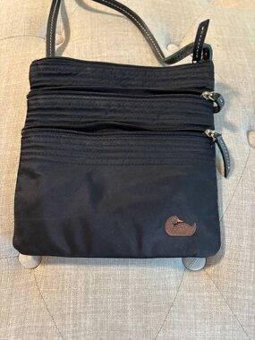 Black Crossbody Sling Bag with Duck Embroidery - Men